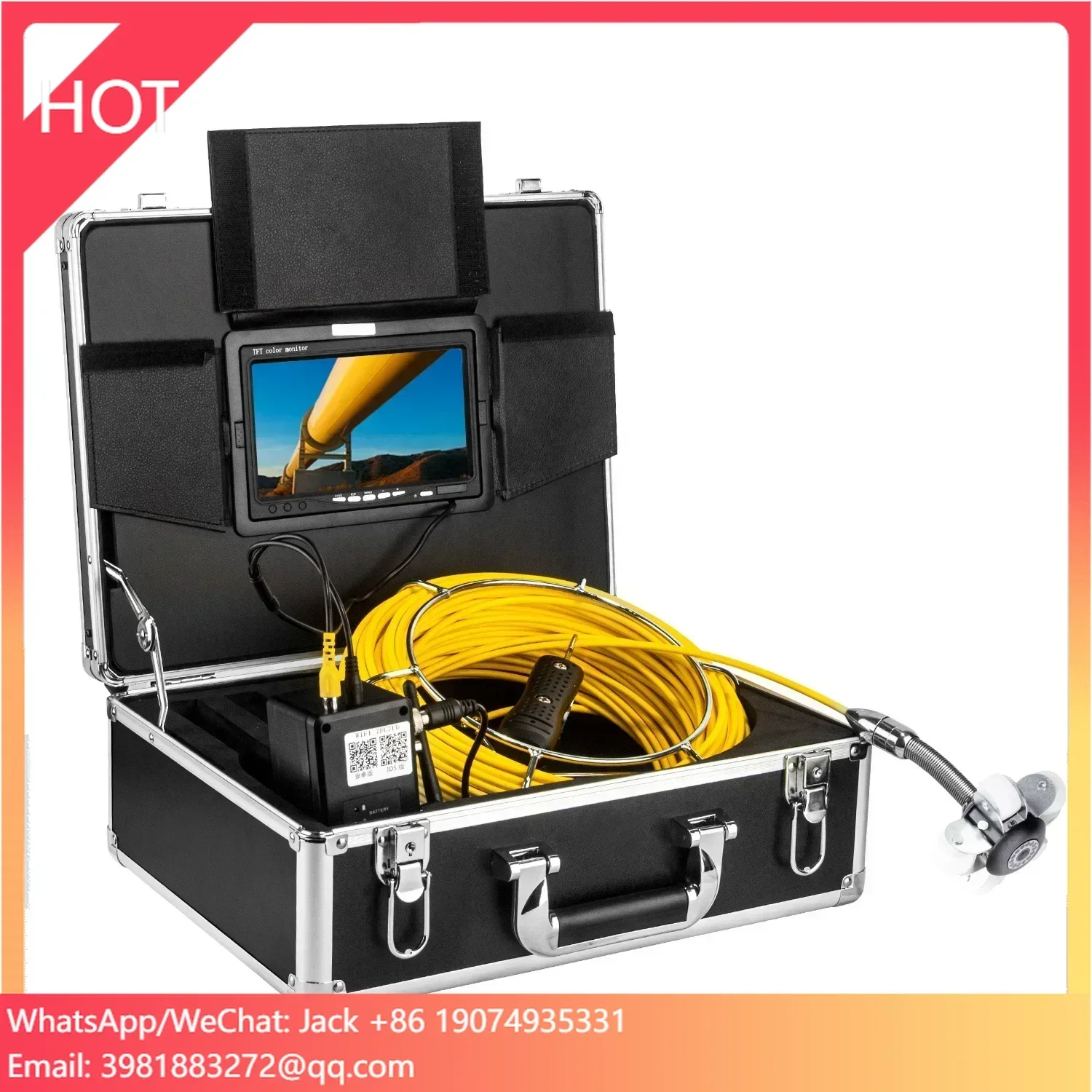 23mm HD Camera  20m Glass Fiber Cable 7-inch LCD Screen Pipe Endoscope Drain Sewer Pipeline Industrial Endoscope Camera