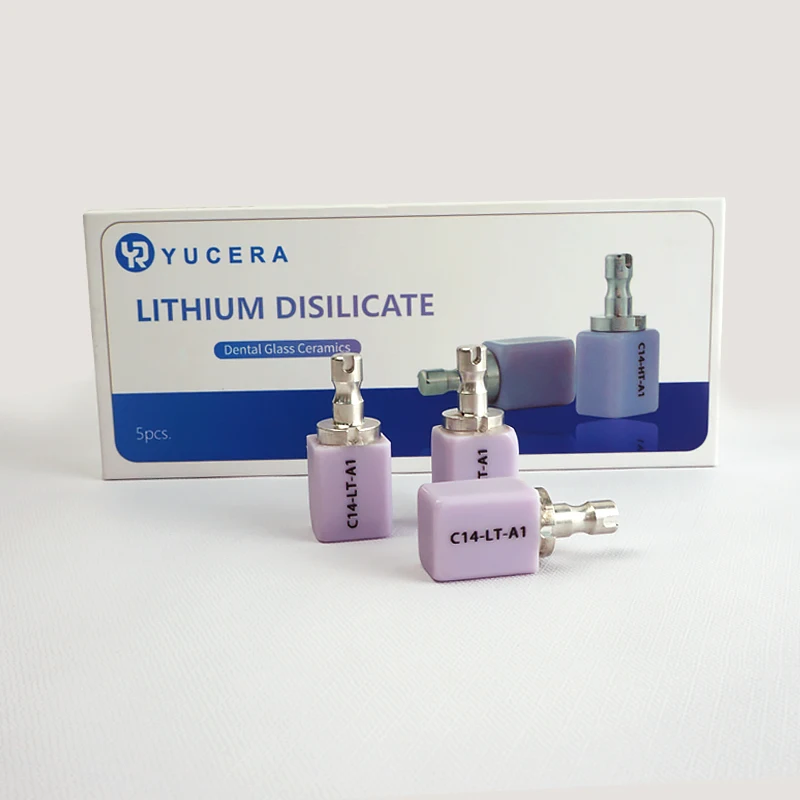 

Yucera Glass ceramic Best Lithium Disilicate for Wet milling machine Block C14 5 PCS Glass Ceramic Aesthetics Restoration