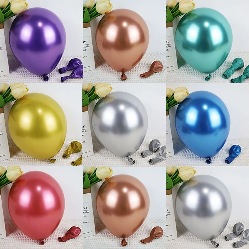 

50/100pcs 10inch Chrome Metallic Latex Balloons Gold Silver Metal Balloon Birthday Party Inflate Globos Wedding Decor Supplies