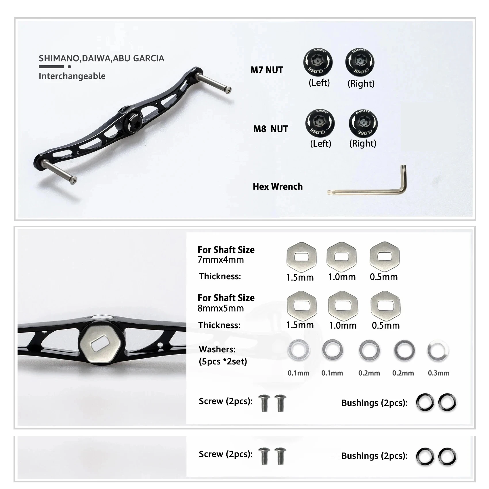 HEIGHTEN 115mm/130mm Baitcasting-Rollenhebel ohne Knopf für Shimano & Daiwa Abu Bait Rollen – Detail 6