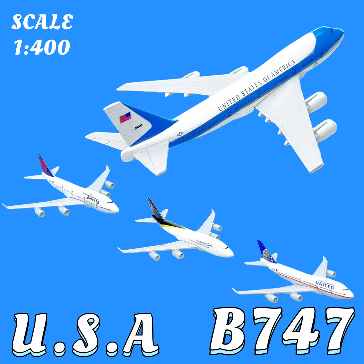 1:400 Usa Boeing 747 Replica Metalen Vliegtuig Modelschaal Luchtvaart Collectible Diecast Miniatuur Ornament Souvenir Speelgoed