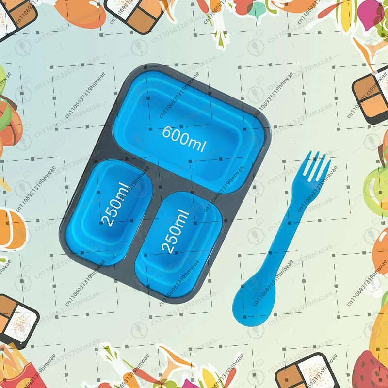 

1PC Collapsible Silicone Lunch Box, Eco-friendly Food Storage Container with PP Lid for Bento Meal Prep