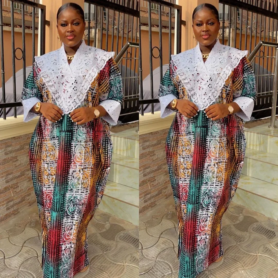 African Dresses for Women Traditional Africa Clothing Dashiki Ankara Lace Outfit Gown Abayas Robe Muslim Kaftan Maxi Dress 2024