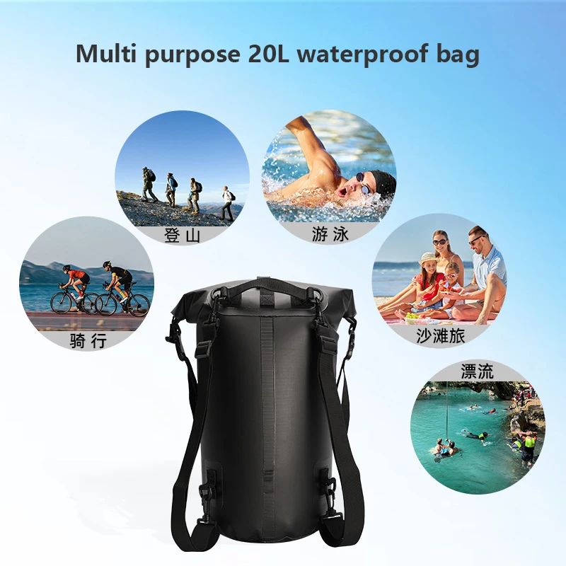 20L River Trekking Waterproof Dry PVC Backpack Outdoor Rafting Sports Duffel Equipment Drybag Hermetic Beach Swimming Bag