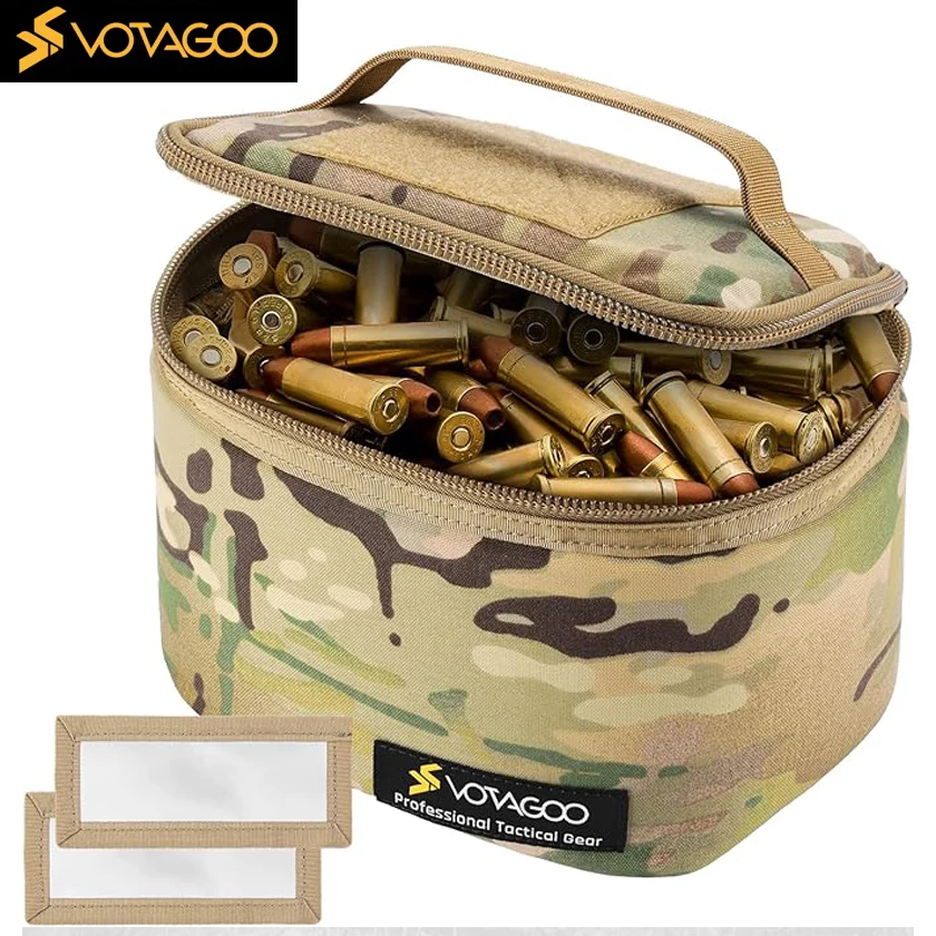 

VOTAGOO Tactical Ammo Bag, Detachable Inner Space Ammunition Carrier Pouch with ID Patches Ammos Transportation Bag