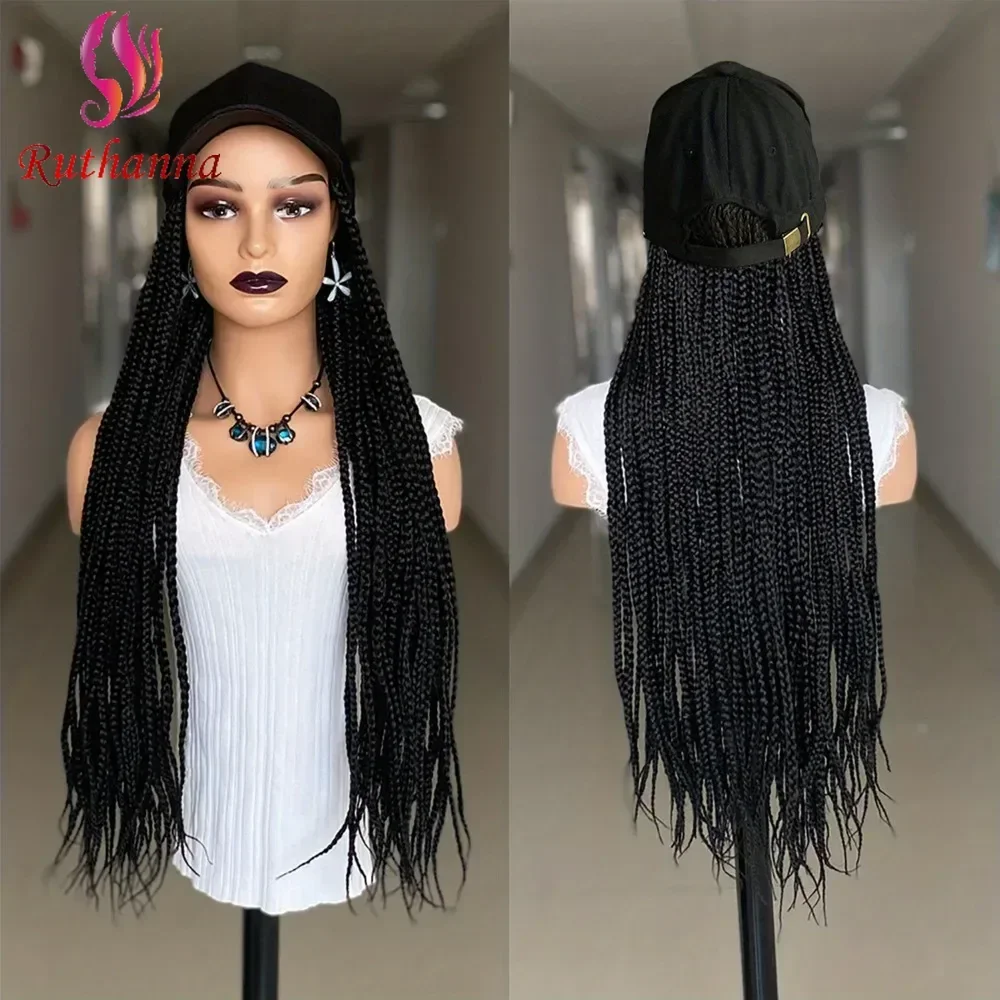 

Afro Dreadlocks Hat Wigs Synthetic 3x Twist Long Braided Wig For Black Women 55 Pieces Braids Heat Resistant Fiber Wig Daily Use