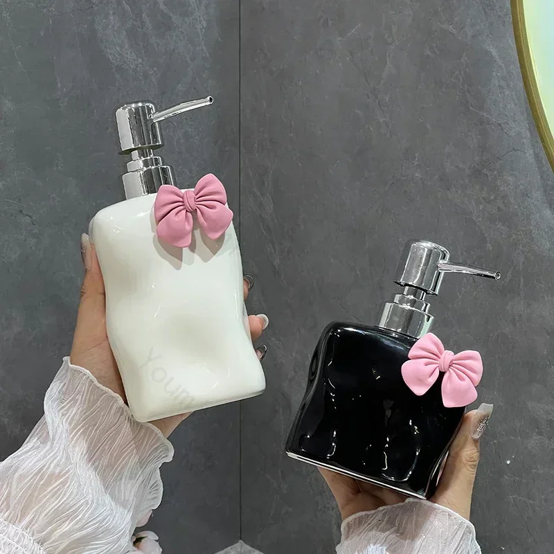 Gemstone Inlaid Ceramic Soap Bottle Light Luxury Decor Kitchen Bathroom Shampoo Dispenser Shower Gel Bottles Home Accessories