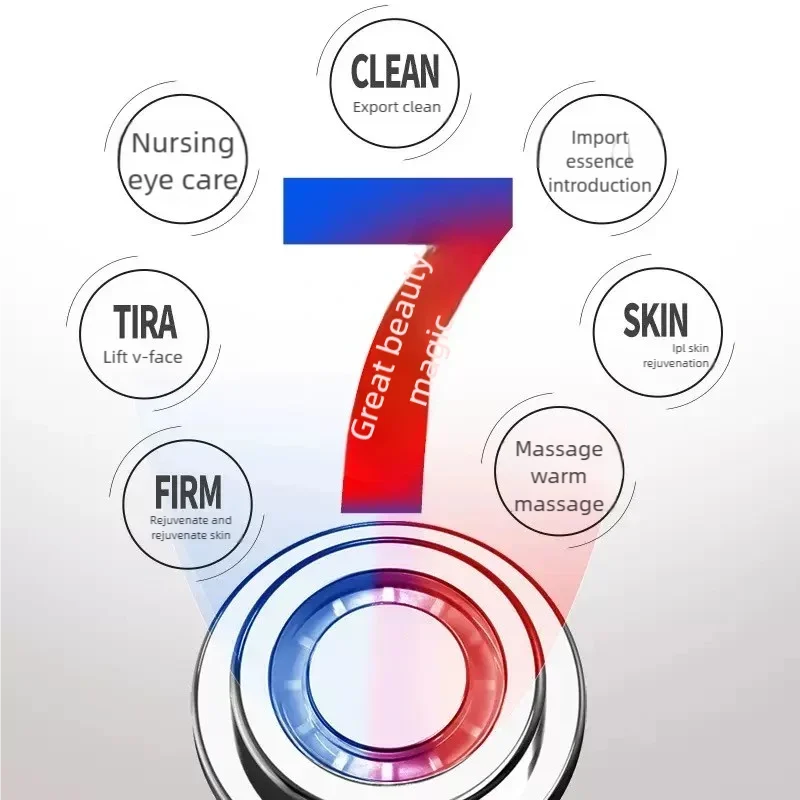 เครื่องนวดหน้า EMS บำบัดด้วยแสง LED โซนิค ไอออน การสั่นสะเทือน กระชับผิวหน้า ยกกระชับ ลดเลือนริ้วรอย อุปกรณ์เสริมความงาม เครื่องมือดูแลผิว
