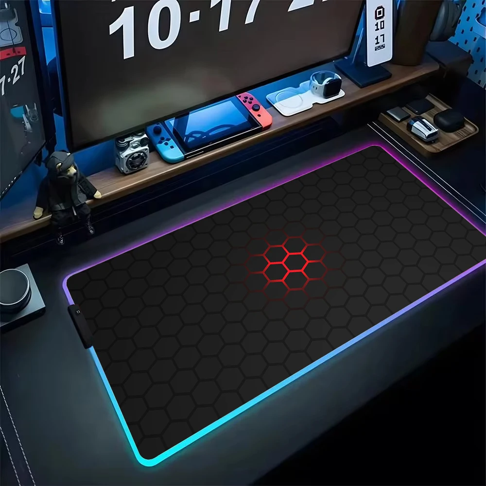 

Geometric RGB Mouse Pad Gaming Mousepad Large LED Mouse Mat Gamer Laptop Desk Mat Luminous Art Keyboard Pad Non-Slip Table Mats