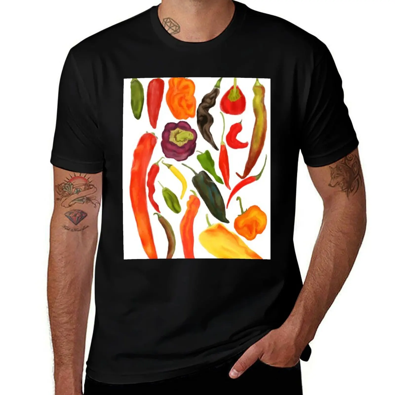 

Peppers illustration T-Shirt aesthetic clothes summer shirt custom t-shirts T-shirts man compression shirt men