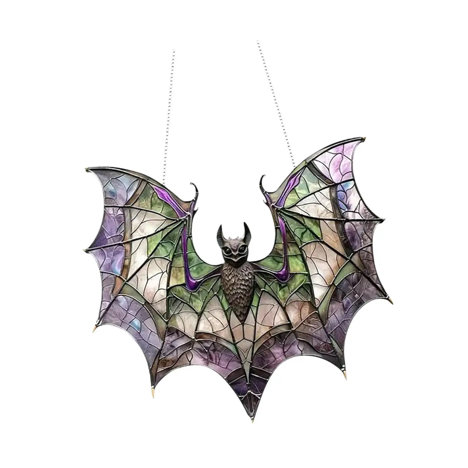 Bat Suncatcher Bat Stained Glass Window Hanging Theme Party Decor Halloween Hanging Ornament for Kitchen Office Halloween