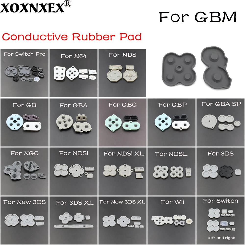 5Set Silicone Rubber Conductive Buttons A B D Dad For GB GBA SP GBC GBP GBM NDSL NDSi New 3DS LL XL NS Switch Pro NGC WII N64