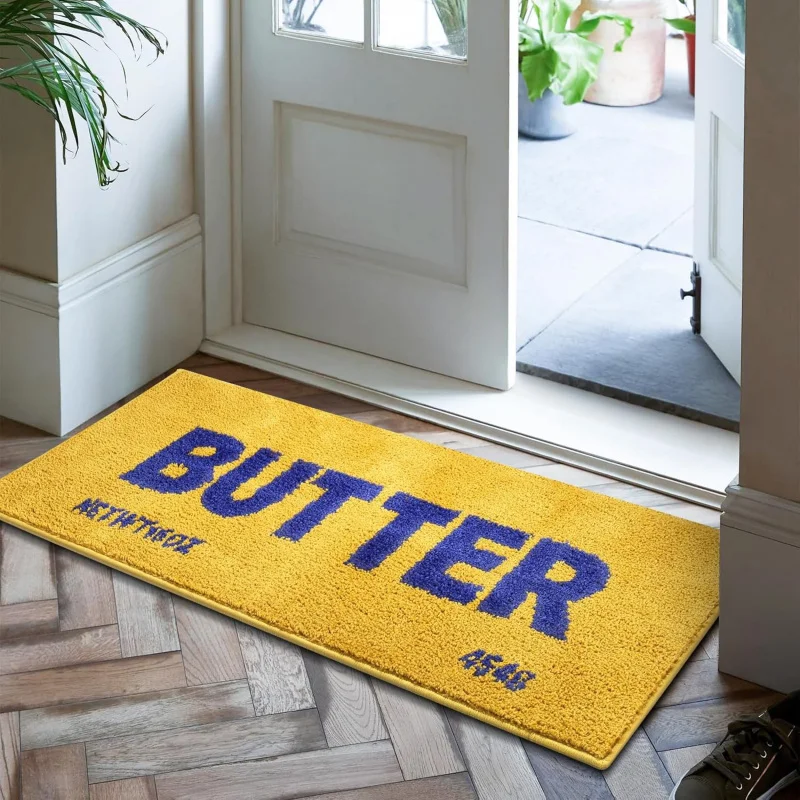 VIKAMA Butter Personalised Slogan Rug Easy-Care Non-Slip Living Room Sofa Coffee Table Mat Bedside Rug for Bedroom Home Decor