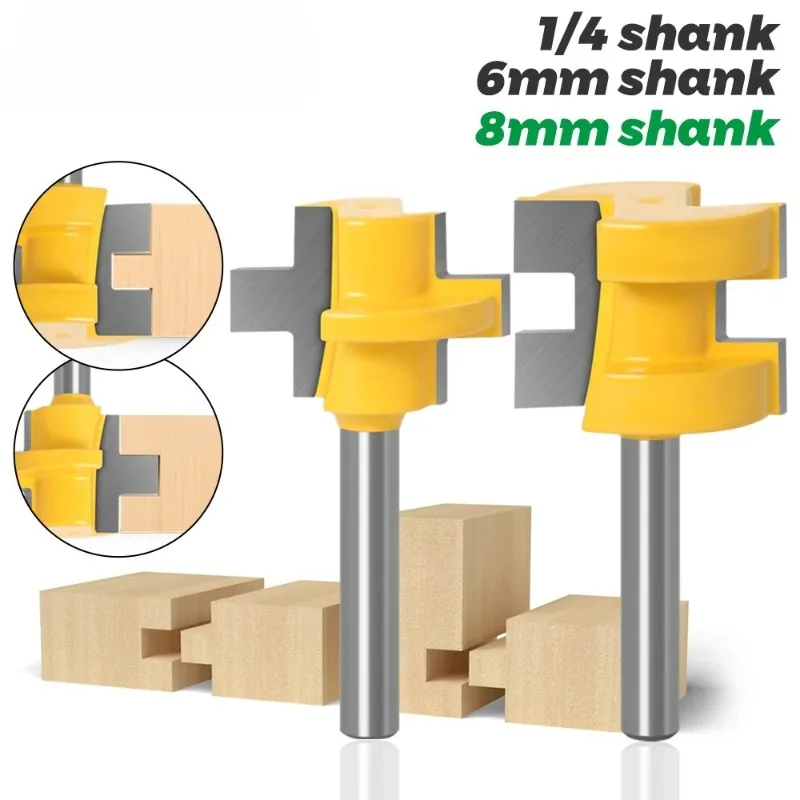 

2Pc Mini Tongue & Groove Router Bit Set - 1/4" 6mm 8mm Shank Line knife Woodworking cutter Tenon Cutter for Woodworking Tools