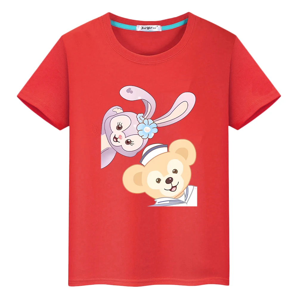 

Stellalou print 100%Cotton t shirt for kids boy 10years anime Tops y2k one piece Disney Casual Short pride tshirt girls clothes