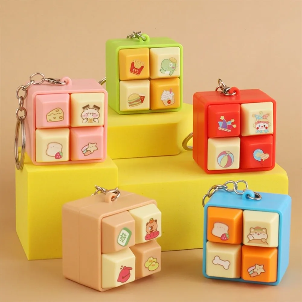 Relaxing Cartoon Fidget Keychain DIY Keyboard Keys Button Finger Keyboard Caps Relief Stress Pass The Time Four-square Keychain