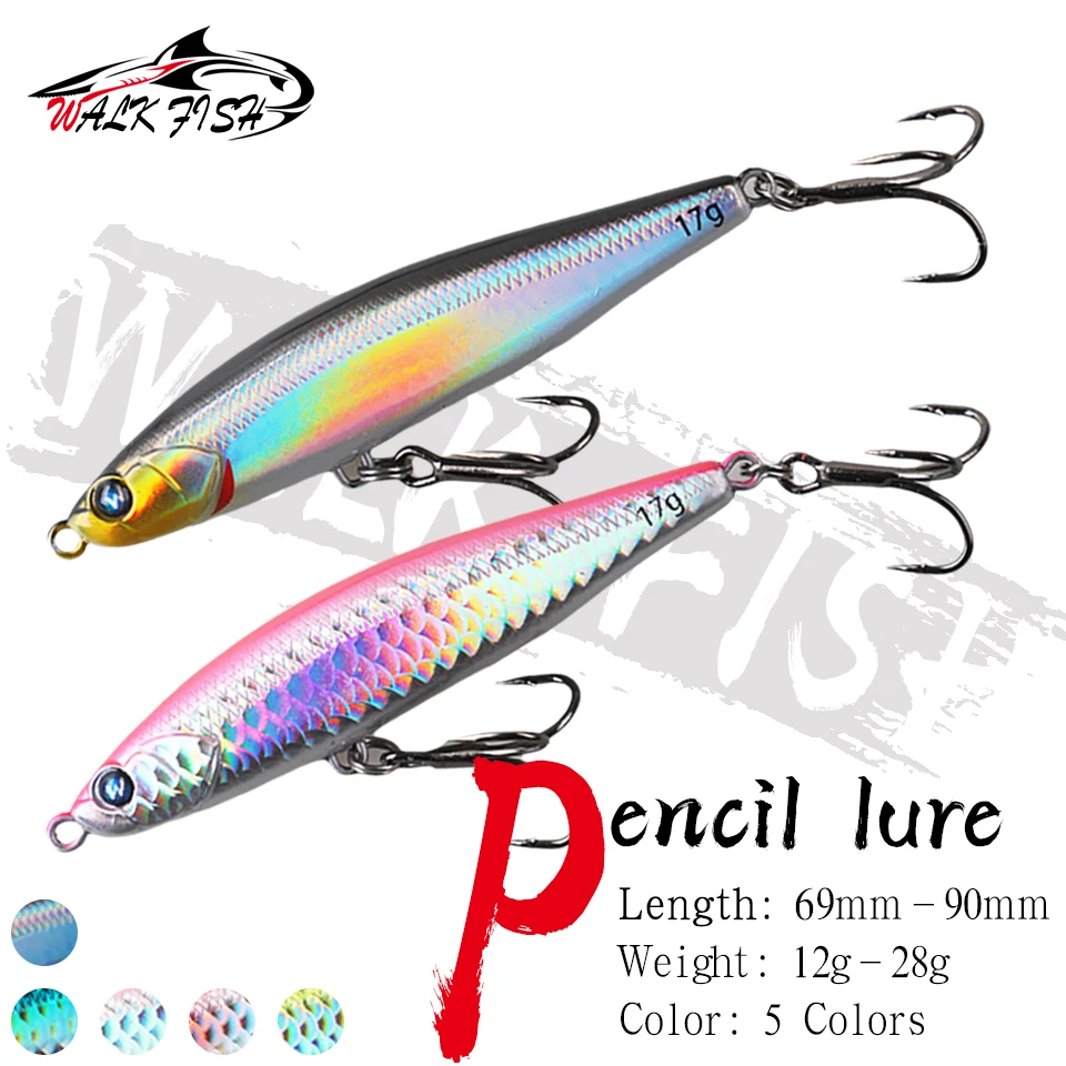 WALK FISH 1PCS 12g-28g Sinking Long Cast Pencil Hard Lure Casting Stickbait Wobbles Saltwater Sea Bass Trout Pike Fishing Tools