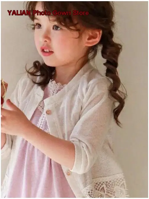 Girls Knit Cardigan Kids Summer Thin Lace Hollow Out Princess Dress Sun Protection Top