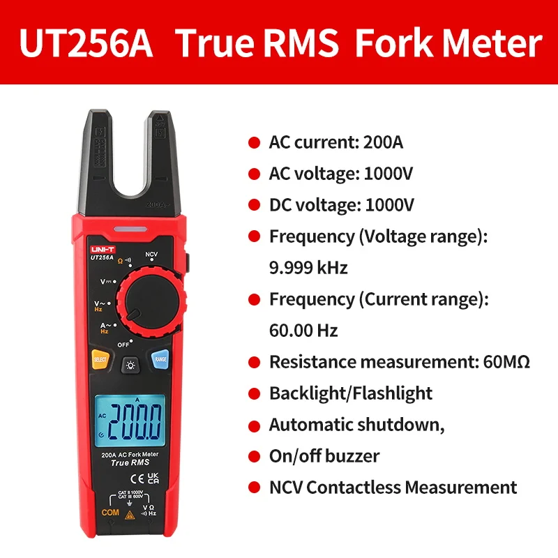 UNI-T Klemmeter UT256B UT256A 200A Amperometrische Klem 6000 Tellingen Vorkmeters NCV Digitale Ampèremeter Tang Weerstandstest