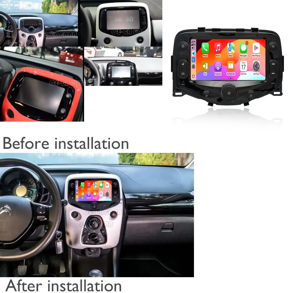 Android 16 Radio For Toyota Aygo Peugeot 108 Citroen C1 2014 - 2021 Autoradio Multimedia Player Carplay Android Auto GPS DSP DVD