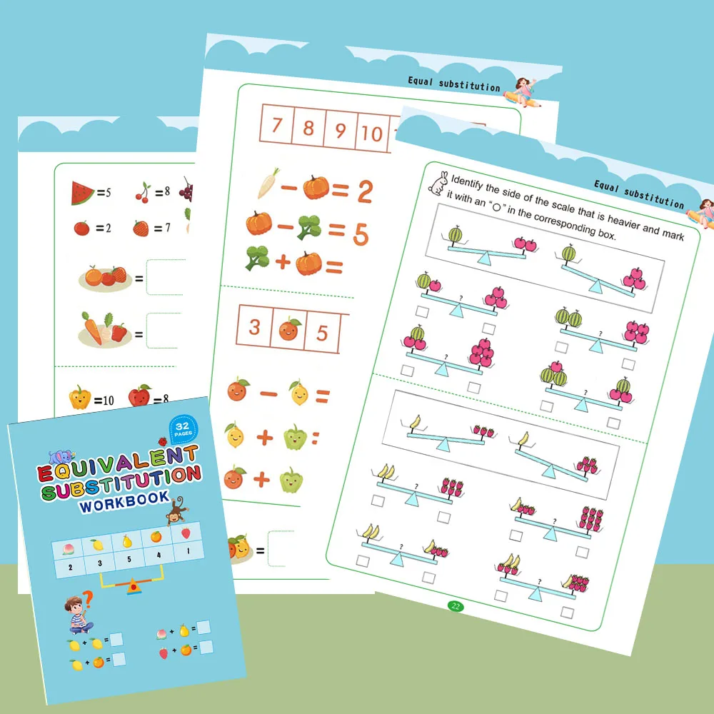 Fun Visual Equivalent Substitution Workbook | 32 Pages Math Practice Book,Build Number Sense for Kids Math Learning