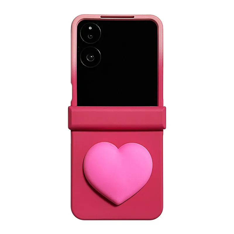 Fashion Cute Big Peach Heart Gradient Rose Hinge Matte Hard Pc Case Cover For Samsung Galaxy Z Flip 7 FE 6 5 4 Zflip7 5G