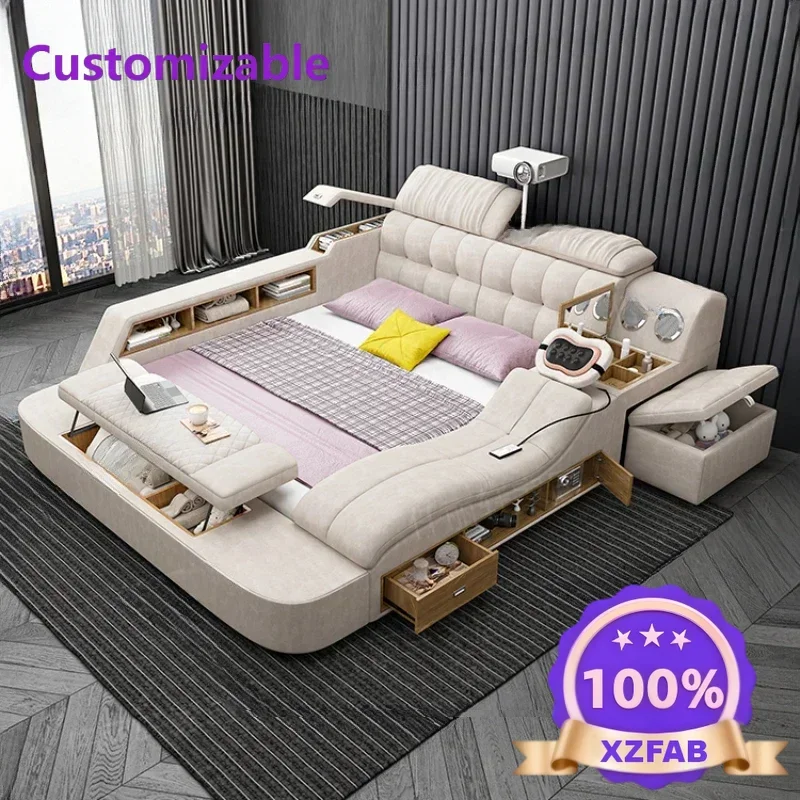 Factory Direct 2026 Long - lasting Villa High End Double Bed European Luxury Storage Multifunctional Twin Bed Frame Full Size