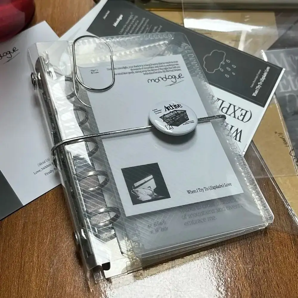 1Pcs New Diagonal Loose Leaf Notebook Cover Three Fold PP M5 A7 A6 Mini Portable Small Card Photo Storage Ledger