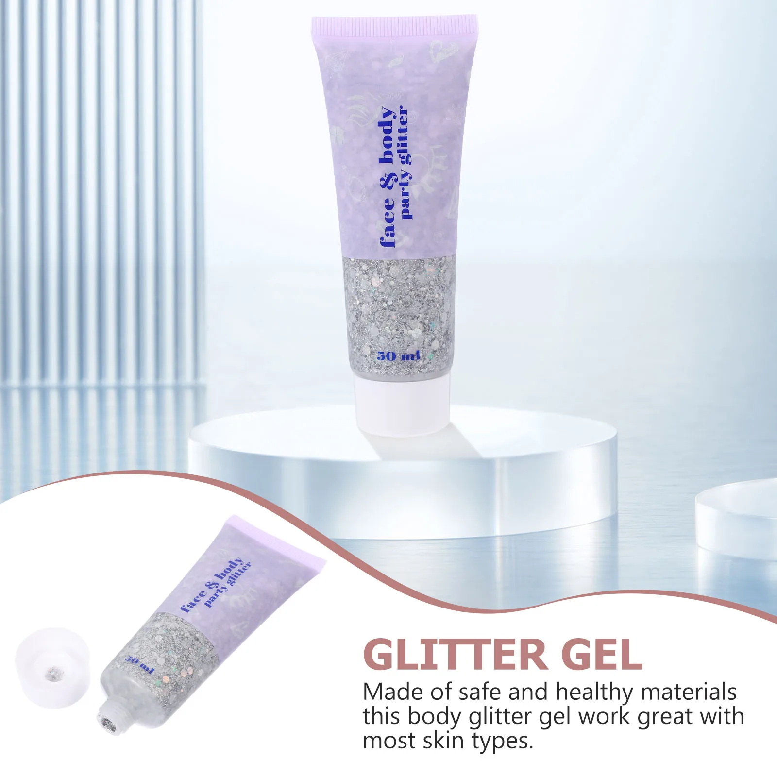 جل لامع للجسم 50 مل، سائل لامع متعدد الاستخدام للنساء، شعر الوجه، جسم الأظافر، مظهر الوجه اللامع