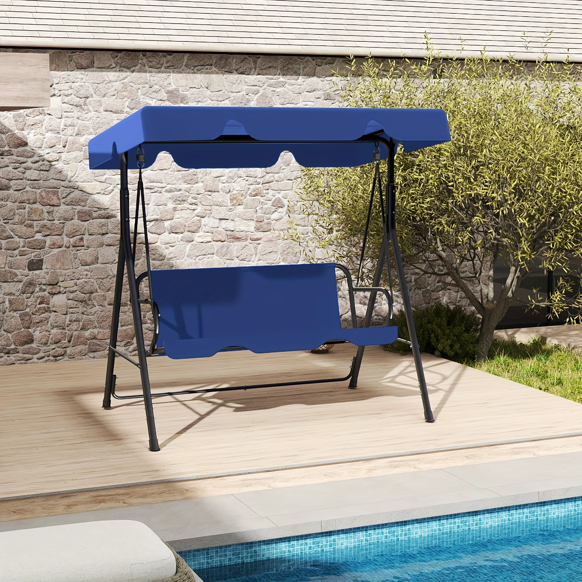 2027 NEW Outdoor patio swing slide with awning and sturdy support, suitable for adults, ideal for porches, gardens, and lawns.