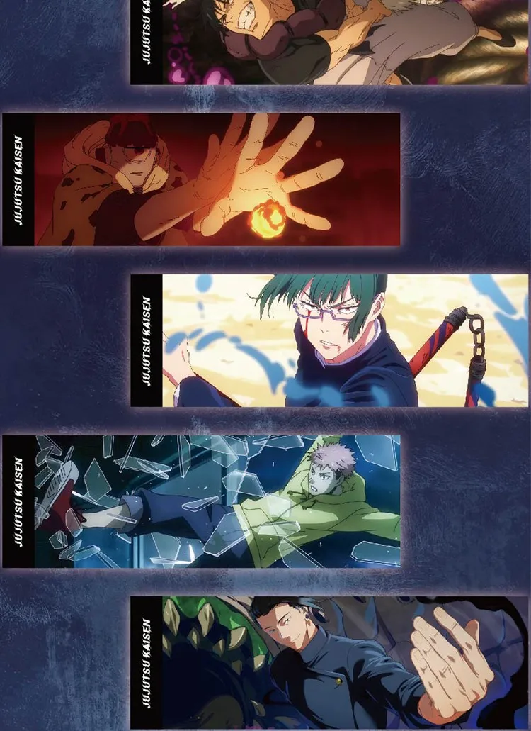 New Jujutsu Kaisen Long Crystal Brick Card Five Grains Trendy Toys Anime Satoru Gojo Character Itadori Yuji Game Card Kids Toy