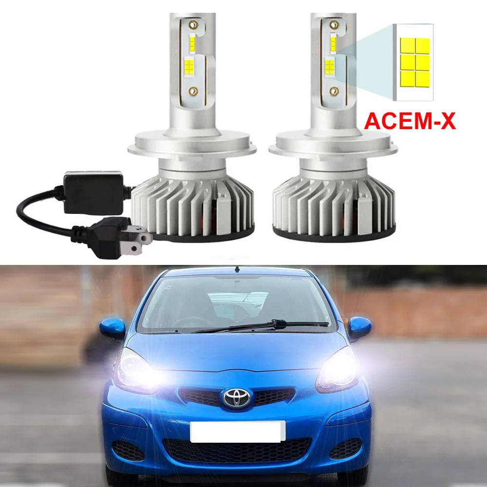 2PCS Led Headlight Bulbs For Toyota Aygo MK1 2005 2006 2007 2008 2009 2010 2011 2012 High/Low Beam Canbus