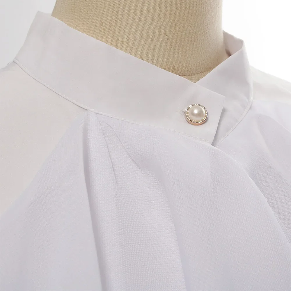 Camicia con colletto bianco in pizzo medievale retrò unisex neutro, colletto per costume da spettacolo, fiore transfrontaliero