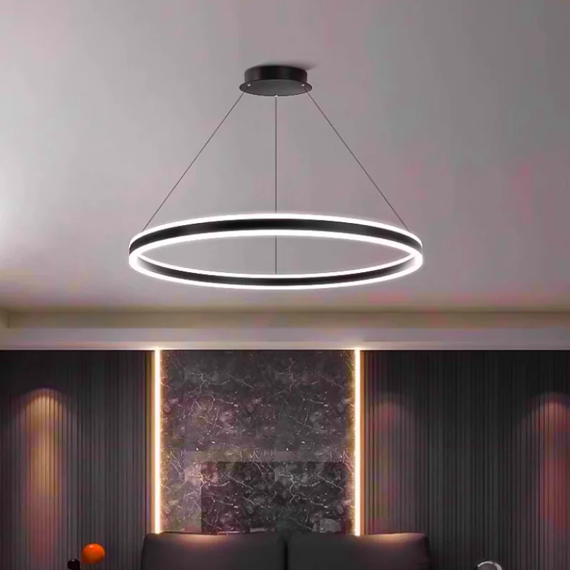 moderno led anel lustre regulavel preto ouro decoracao minimalista para mesa de jantar sala estar lampadas pingente iluminacao casa pendurado 01