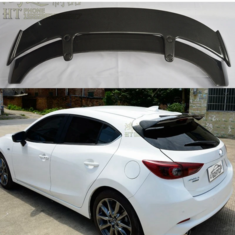 

FOR Mazda 3 AXELA Hatchback 2014 2015 2016 2017 Real Carbon Fiber Rear Roof Double Layer Spoiler