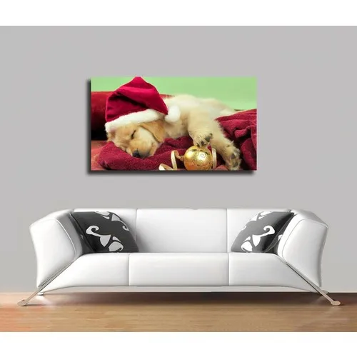 Table Canvas Christmas-Sleeping Dog Table