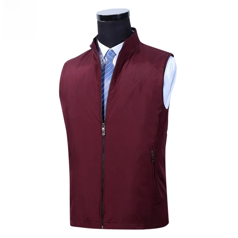

Busin Casual Vest Lightweight Thin Collar Workwear Sle Thiened Autumn Faion Briti Sle Stand Fit Office Wear