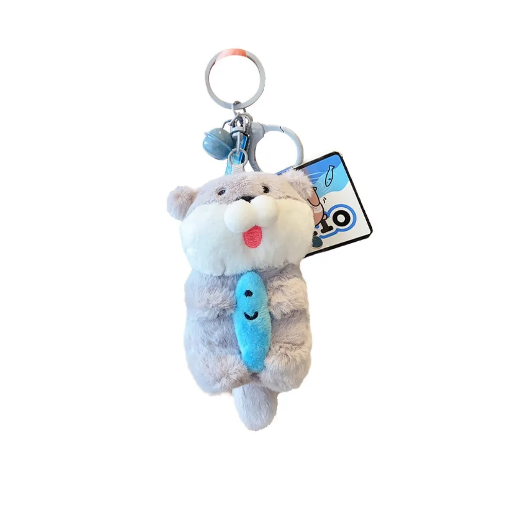 Cute Zinc alloy Cartoon Otter Keychain Gift Fish Shape Otter Bag Pendant Cartoon Plush Otter Keyring