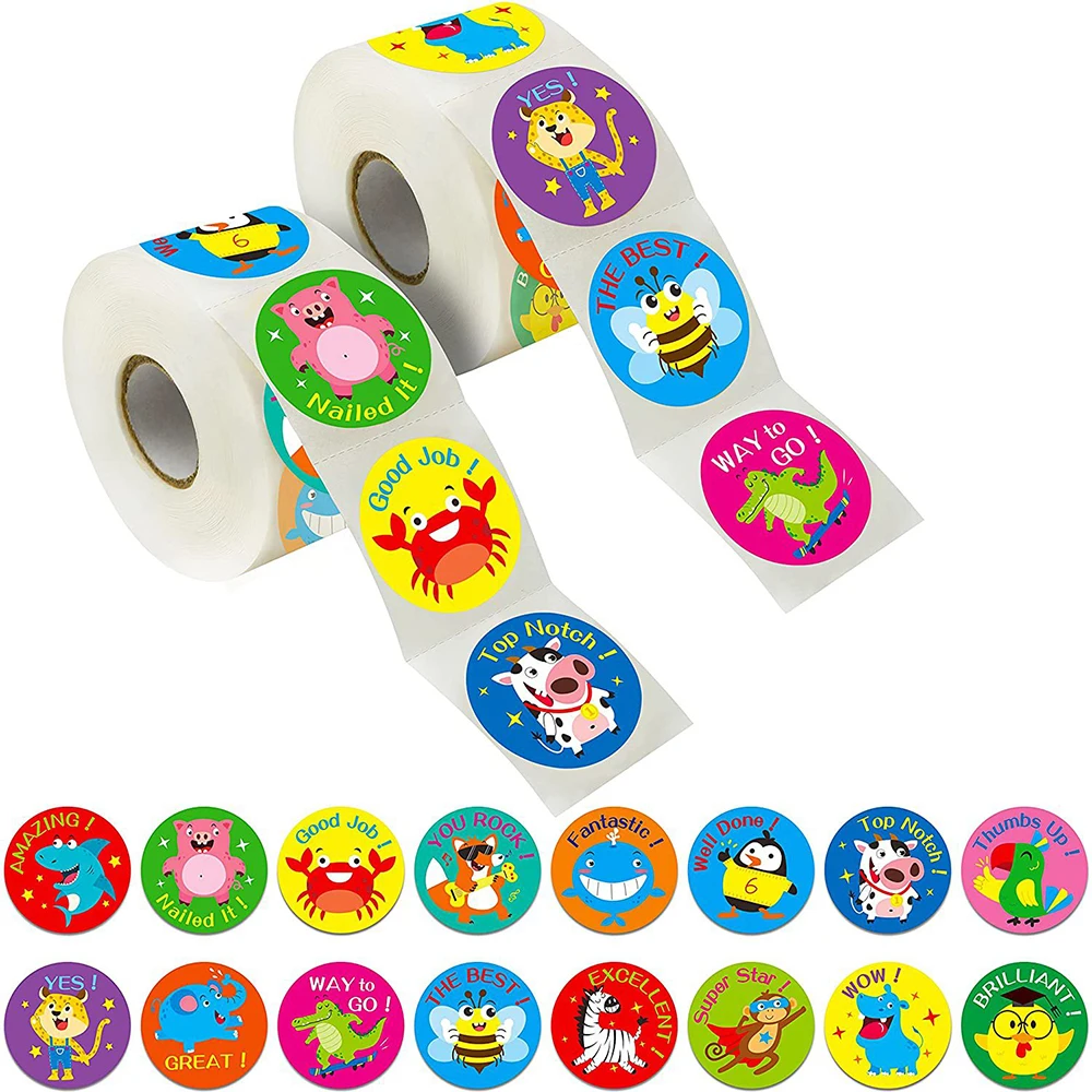 

100-500Pcs Round Cattle Animal Stickers In 8 Designs Envelope Sealing Scrapbook Label For Kids Handmade Gift Decoration Sticker