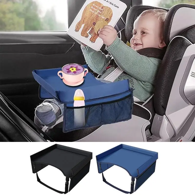 Kids Car Seat Tray Carseat Activity Center Travel Tray Car Seat Tray Table With Adjustable Strap & Pocket Road Trip Must Haves