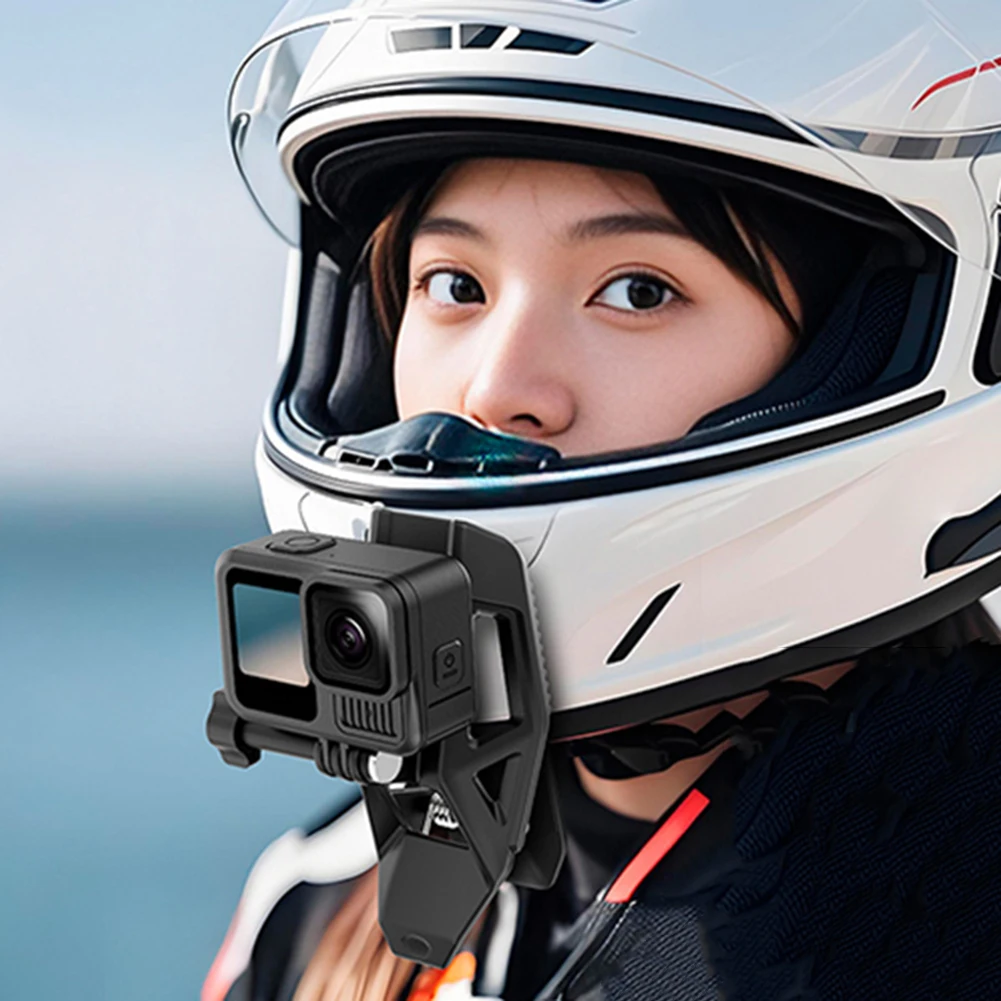 دراجة نارية خوذة حزام الذقن جبل ل DJI Osmo 360/Action5 PRO/4/3/GoPro 13 كاميرا عدسة الحرس ل Insta 360X5X4 الملحقات