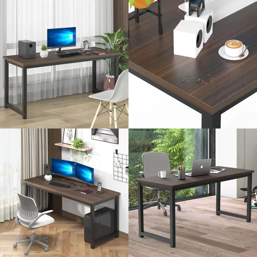 

Spacious 63 Dual-Person Home Office Desk, Sturdy Metal Frame, Ideal for Study and Work