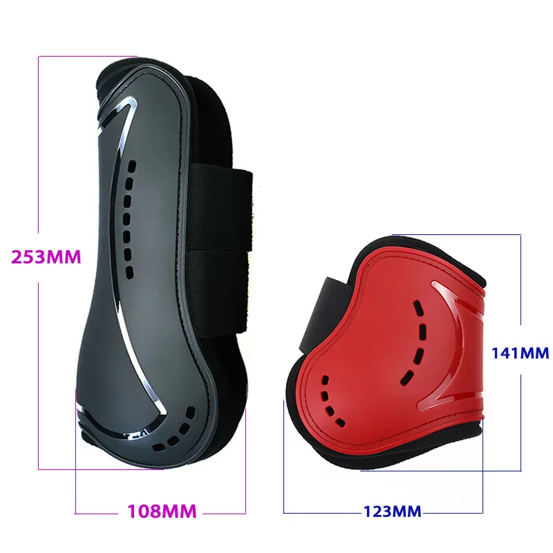 2/4 قطعة أحذية الساق الحصان قابل للتعديل الجبهة الخلفية الساق الأحذية بولي Neoprene الخيول الجبهة الندية واقي الساق حماية وتر الفروسية