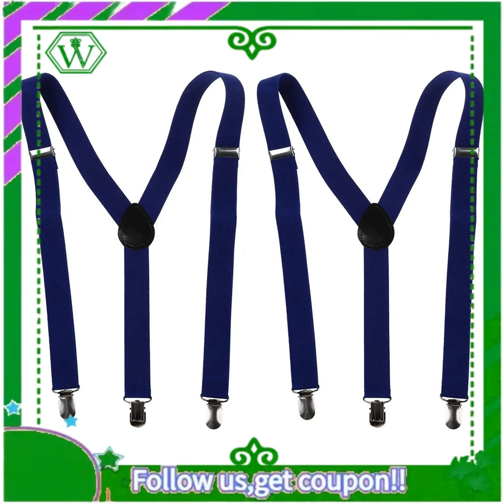 A18P-2X Регулируемый металлический зажим для взрослых, эластичные подтяжки, темно-синие