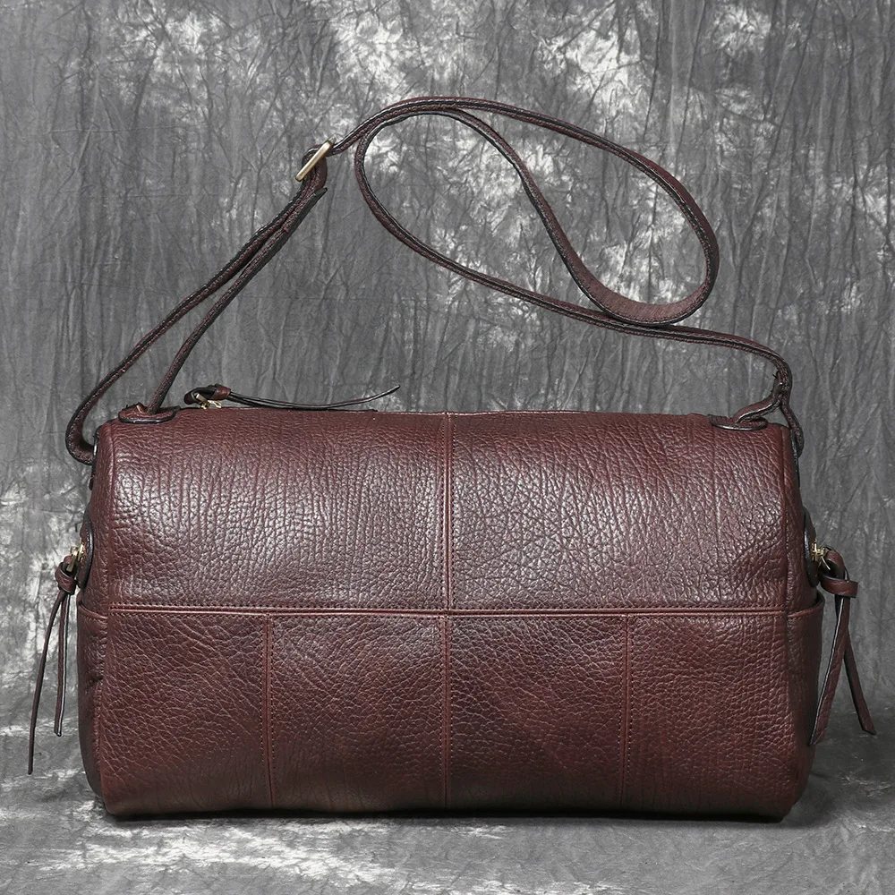 

Элитная мужская сумка через плечо из натуральной кожи в ретро-стиле, вместительная сумка-кроссбоди, дорожная сумка для деловых поездок.