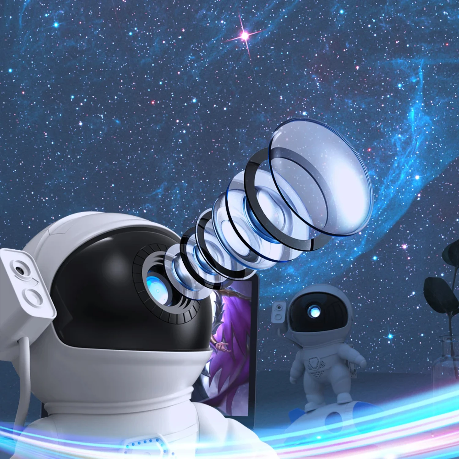 Nieuwe 12-in-1 raketastronaut °   roterende sterprojector LED-nachtlampje sterrenhemel projectorlamp slaapkamer decor cadeau