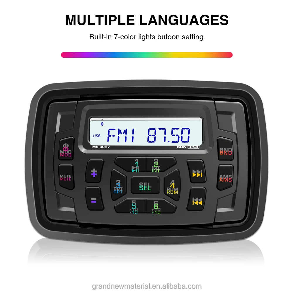 STLF красочный свет морской стерео водонепроницаемый IPX5 морской BT радио аудио FM AM приемник MP3 для ATV UTV SPA лодка GOLF