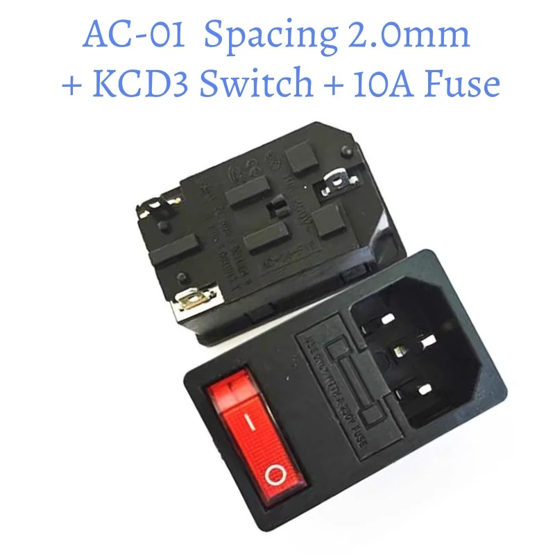 AC-01A/AC-01 All-in-One Solid Copper AC Power Socket with Illuminated Switch and Fuse Simple Wiring 3-in-1 Power Socket 3Pin