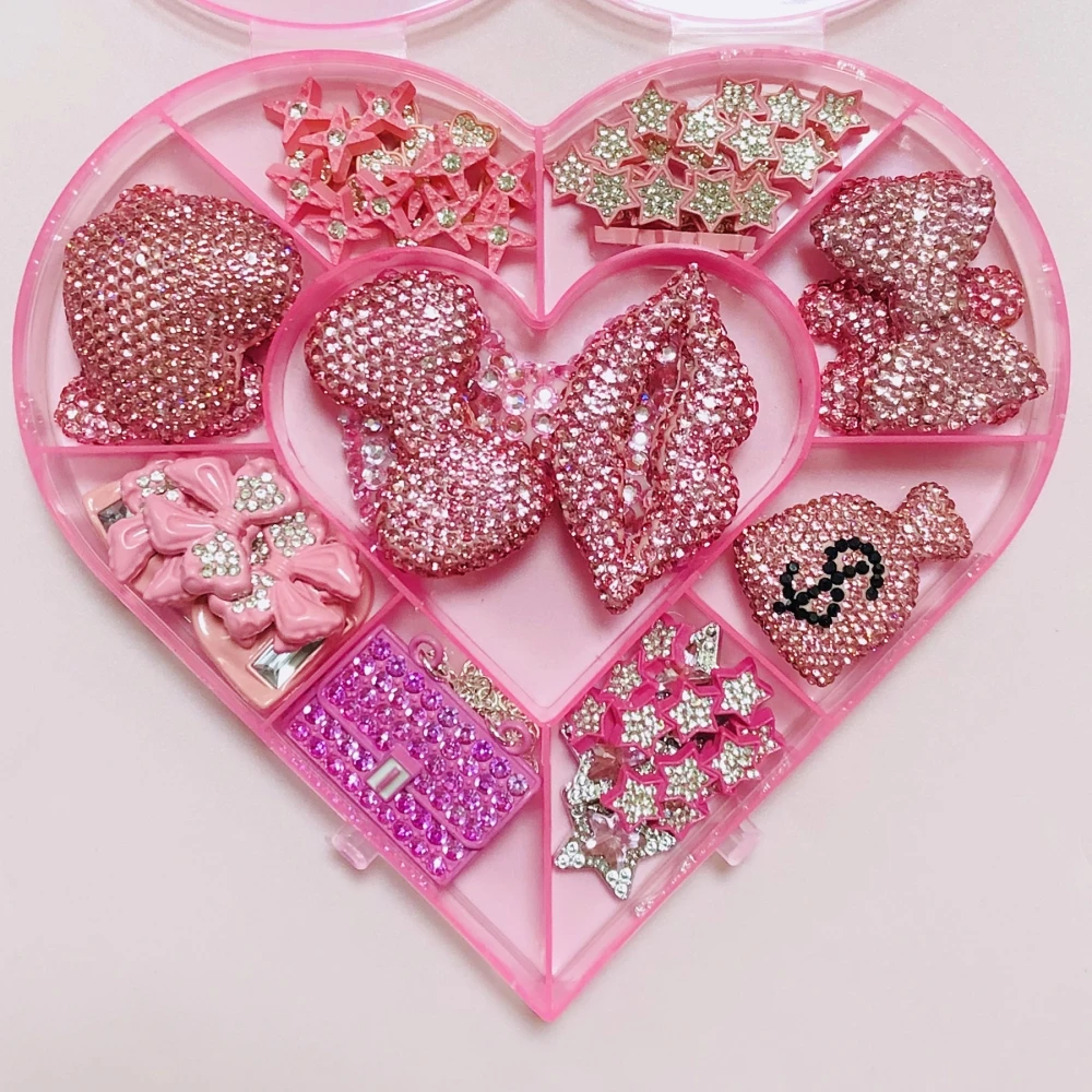 Valentine's day Luxury Bling Rhinestone Lips Bow Money Bag Butterfly Chain Bag Charms Love Heart Queen Gem Junk Phone Case Decor