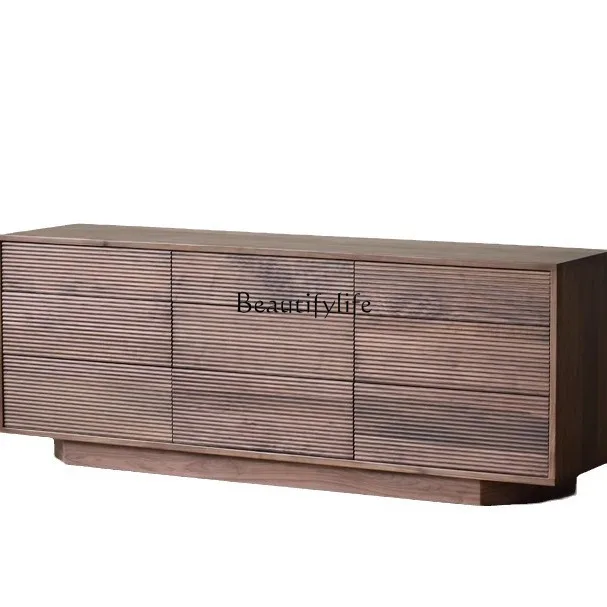 

Black walnut entrance cabinet Japanese Nordic light luxury storage nine chest cabinet